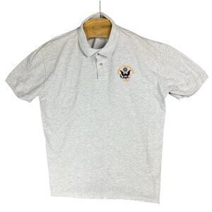 Vtg Embassy Of The United States Kuwait Gray Polo Shirt Men XL Stedman By Hanes